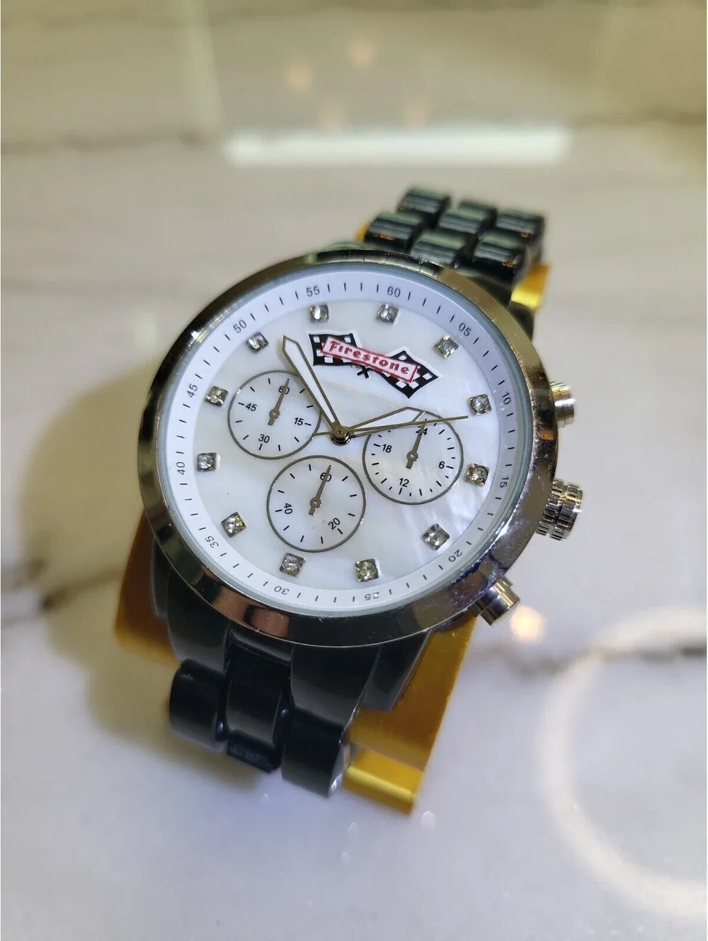 Men's Quartz Watch Working New Battery Automobilia 44mm Firestone Tires LNEUC